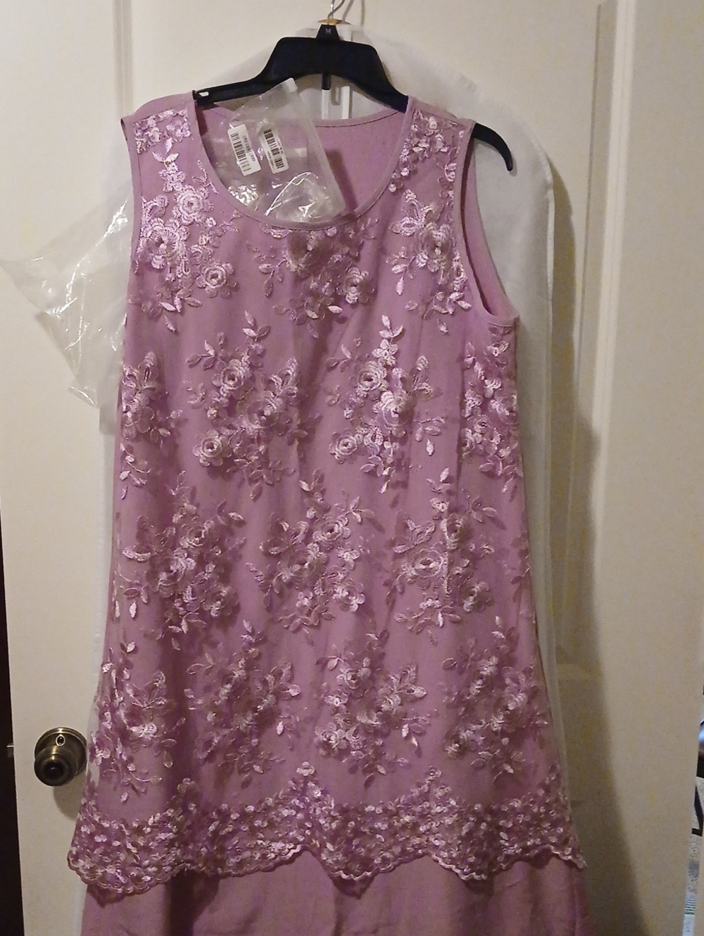 Womens Lavender Embroidered Floral Dress